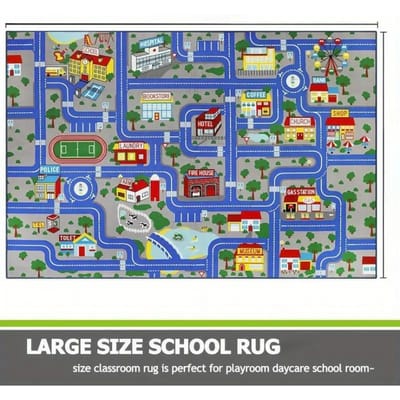 Stadsverkeer Speelkleed voor Kinderkamer Educatief Wegontwerp Tapijt Duurzaam Vloerkleed voor Speelgoedauto's en Voertuigen Speel Deurmat 50X80CM