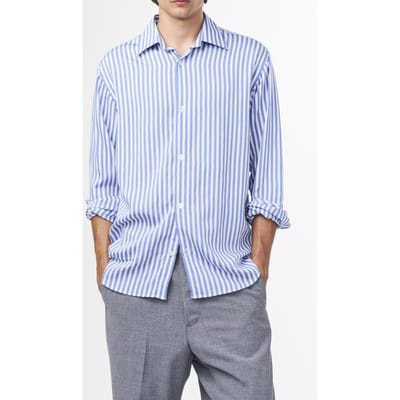 NN.07 Freddy No Pkt 5330 Shirts Blue Stripe Size: M | Casual Shirts Outlet | Heren | Blauw