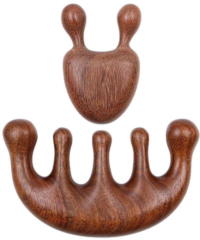 Dailygoods- Houten Kam Antistatisch - Hoofdhuidmassage - Sandelhout - 2 Stuks - Glad oppervlak - Luxe gevoel - Haarborstel