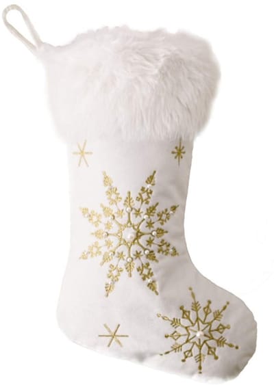 Dailygoods- Kerstkous Gouden - Sneeuwvlok Kous - Kerstdecoratie - Open Haard Kous - Opknoping Kous - Grote Kousen - Sokken