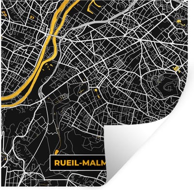 Muurstickers - Sticker Folie - Stadskaart – Frankrijk – Kaart – Rueil-Malmaison – Plattegrond - 100x100 cm - Plakfolie - Muurstickers Kinderkamer - Zelfklevend Behang XXL - Zelfklevend behangpapier - Stickerfolie