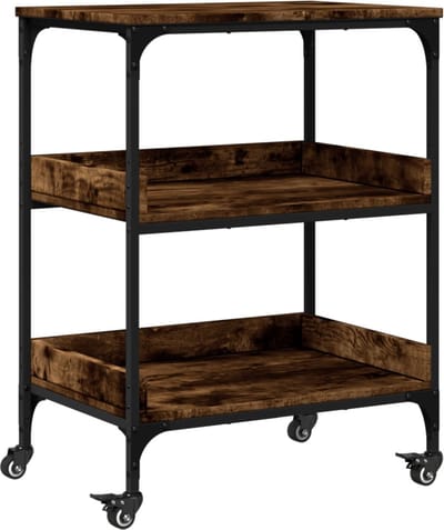 vidaXL - Keukentrolley - 60x41x80,5 - cm - bewerkt - hout - gerookt - eikenkleurig