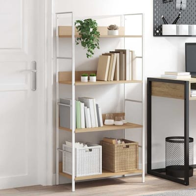 vidaXL - Boekenkast - 4 - schappen - 60x27,6x124,5 - cm - bewerkt - hout - eikenkleur