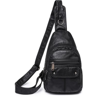 Nieuwe Straatmode Zacht Leer Dames Crossbody Tas Multi-vak Wassen Leer Borsttas Modieuze Reistas black