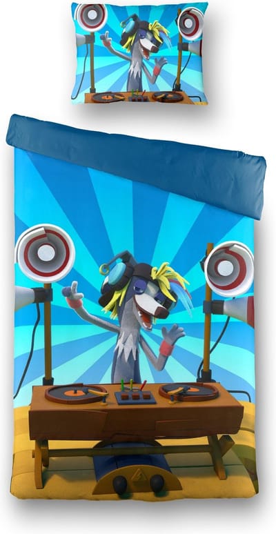 Fabeltjeskrant DJ Wally Windhond - Dekbedovertrek - Eenpersoons - 140x200/220 cm + 1 kussensloop 60x70 cm - Blauw