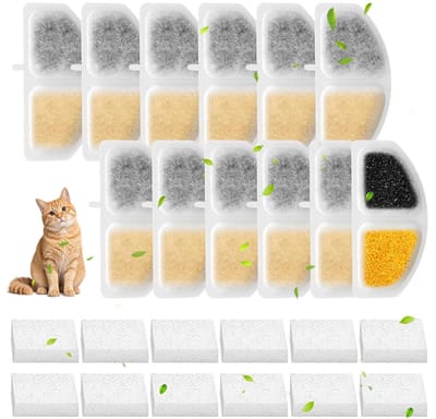kattenfontein voor Oneisall HM-02, Ultra Silent 2,5 l drinkfontein voor kat, bevat 12 kattenfonteinfilters met 12 sponzen voor pomp