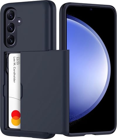 Hoesje Geschikt voor Samsung Galaxy S23 FE Hoesje Zwart - shockproof Backcover met pasjeshouder - Ruimte voor 2 pasjes