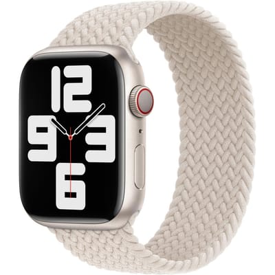 Gevlochten solobandje voor de Apple Watch | 44/45/46/49 mm - Maat 9 - Starlight