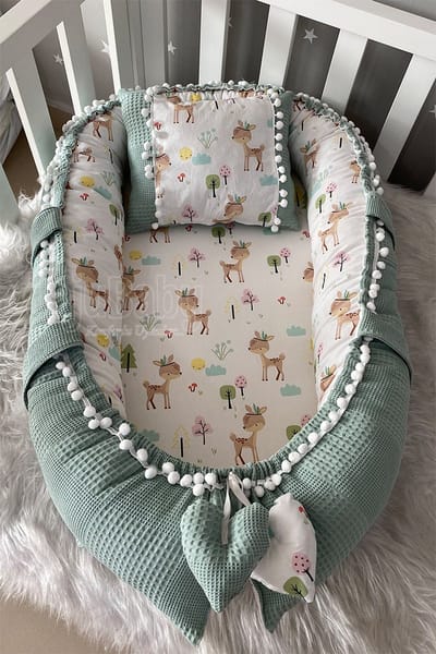 Jaju Baby - Babynestje - Met Hoofdkussen - Groen - 74x40 cm