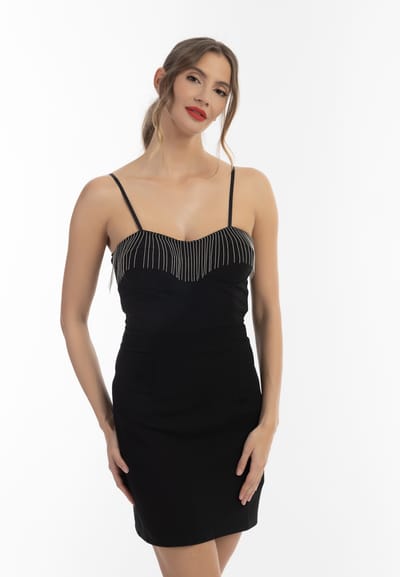 faina mini-jurk met parelketting details