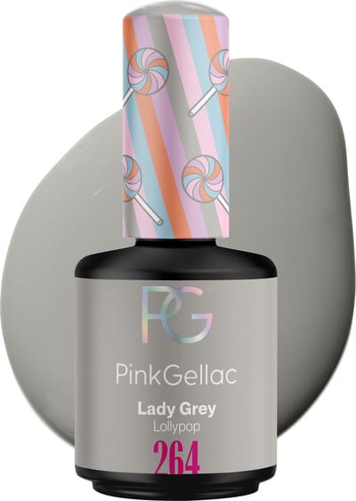 Pink Gellac Gellak - 264 Lady Grey 15ml - Glanzende Grijze Gel Nagellak - Gellac - Gel Nagels Producten