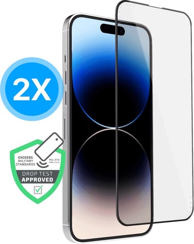 15 Pro Screenprotector - 2 Stuks - 9H Gehard Glas - Volledig Bedekt - Vetafstotend - Beschermglas - Military Grade - Scherm - Geschikt voor iPhone 15 Pro - Screen Protector - Zwart