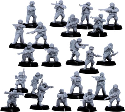 Amerikaanse soldaat miniaturen - Leger troepen figuren - Wargaming diorama's - 28 mm schaal - 22 stuks - Grijs