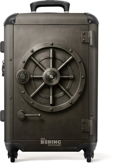 NoBoringSuitcases.com® - Koffer groot - Rolkoffer lichtgewicht - Oude kluisdeur met stalen draaiwiel - Reiskoffer met 4 wielen - Grote trolley XL - 20 kg bagage - Valiezen middelgroot - Hardcase bagagekoffer - Suitcase large