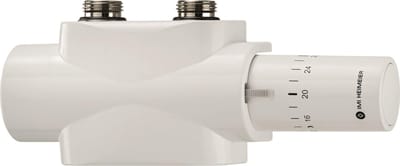 IMI Heimeier Multilux 4 2-pijps onderblokset m. Halo, recht en haaks R1/2 - G3/4 HOH 50mm design-uitvoering wit