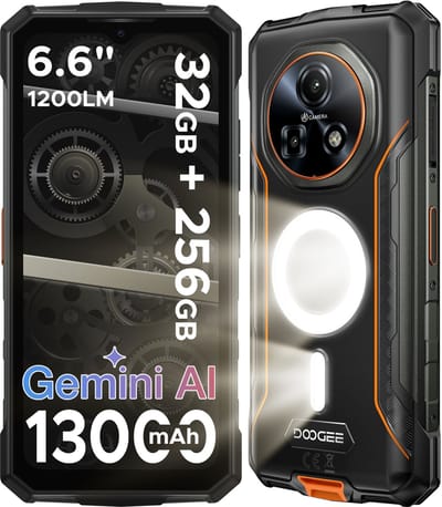 DOOGEE Fire 5 Ultra - Smartphone - Robuuste Smartphone - 32GB RAM + 256GB ROM/2TB TF - Android 15 - 13000mAh - 6,6 inch 90Hz Scherm - IP68 Waterdicht - 1200LM Kampeerlamp - Gemini AI - NFC & GPS - Face ID - Oranje