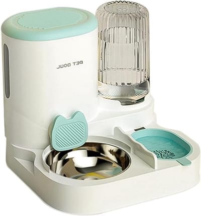 Automatische Feeder - Huisdier Voederstation - Huisdier Voeden - Droge Natte Scheiding - 2.2L Voedsel 1L Water - Blauw