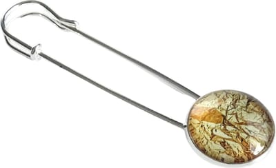 2 Love it Marble Arbol - Sjaalspeld - Vestsluiting - Lengte 8 cm - Bruin - Geel