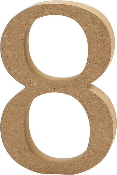 Cijfer, 8, H: 8 cm, dikte 1,5 cm, 1 stuk