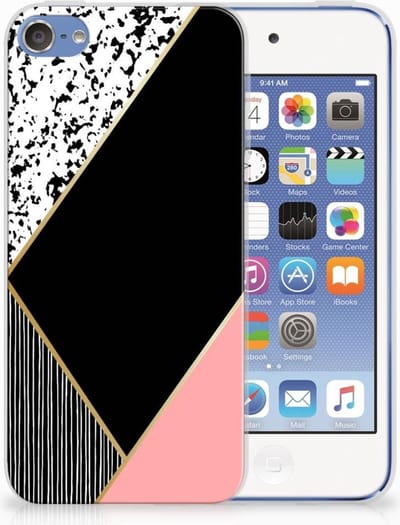 Apple iPod Touch 5 | 6 TPU Hoesje Zwart Roze Vormen