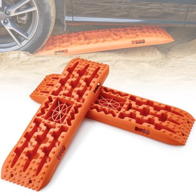 ROOTY Rijplaten - Oprijblokken - Oprijplaten - Tractiematten - Tractieborden - 2 Stuks - Oranje - Voor zand, sneeuw, modder en off road - Met opbergtas