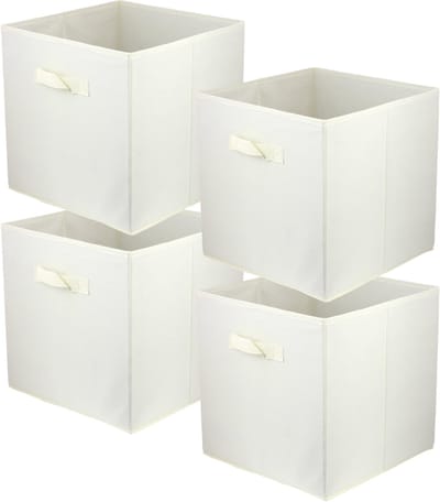 LAVITA OPBERGMAND 31X31X31 - Witte Stoffen Opbergbox Set 4 Stuks - Opvouwbare Kast Organizer Doos - Complete Set