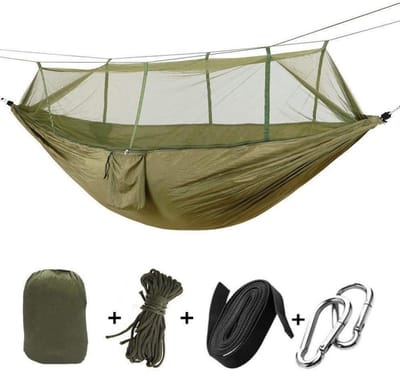 Dubbele Hangmat - Kampeerhangmat Tent - Buiten Ontspannen - Met Klamboe - 26 meter - Groen