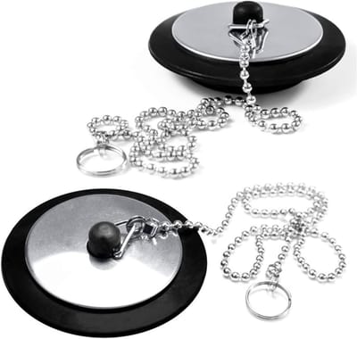 Badstopper met 2 Stuks, 40 cm, Bal Chain, Diameter 43 mm, Zwart, Kunststof, Geschikt voor Badkamer en Keuken, Afvoerplug, Waterdicht, Duurzaam