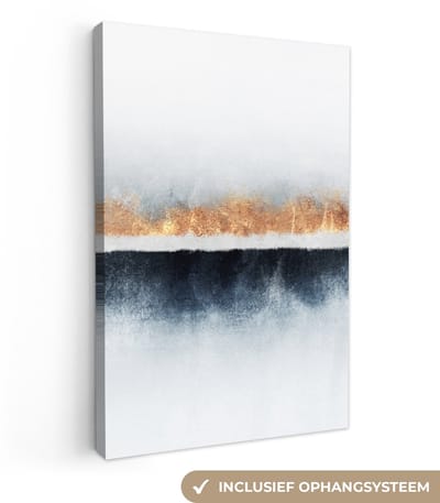 Canvas schilderij 20x30 cm - Wanddecoratie Goud - Abstract - Design - Muurdecoratie woonkamer - Slaapkamer decoratie - Kamer accessoires - Schilderijen op canvas
