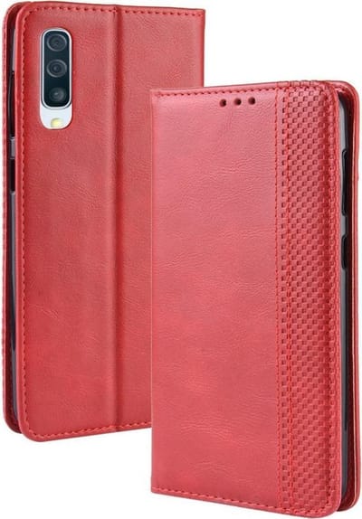 Vintage Book Case - Geschikt voor Samsung Galaxy A50 / A30s Hoesje - Rood