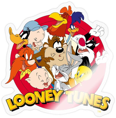 Looney Tunes Groep Sticker maat S (10 x 10 cm)