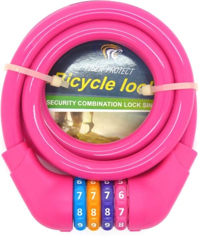 Kinderfietsslot Spiraalslot met Cijferslot - Roze