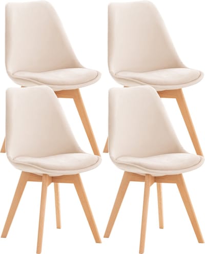 CLP Linares Set van 4 eetkamerstoelen beige Fluweel
