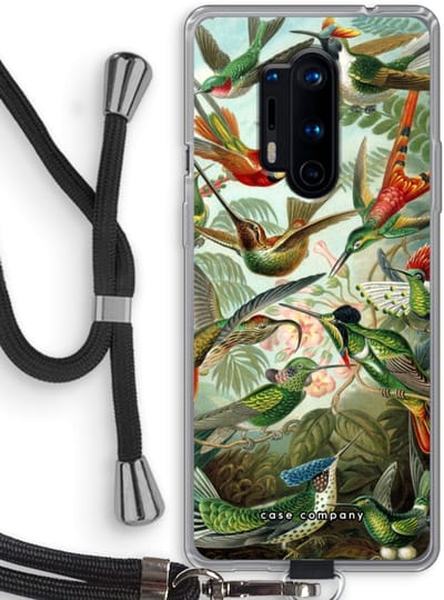 Case Company® - Hoesje met koord geschikt voor OnePlus 8 Pro hoesje met Koord - Haeckel Trochilidae - Telefoonhoesje met Zwart Koord - Bescherming aan alle Kanten en Over de Schermrand