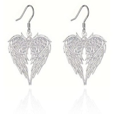 Nieuwe Hip-hop Mode Veer Engelenvleugels Hart Inleg Zirkonia Hanger Ketting voor Mannen Vrouwen Rock Punk Sieraden Accessoires Cadeaus white