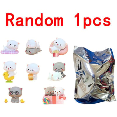 8 stuks/set Schattige Dierlijke Geluks Mitao Kat Ingenieuze Verrassing Blind Box Meisjes Speelgoed Model Poppetje Kinder Auto Decoratie Kerst Kerstcadeaus gray