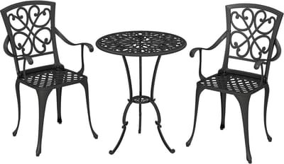 Balkonset 2 personen - Tuinset - Bistroset - Zwart - 3 delig - Tuintafel en 2stoelen - 2 personen