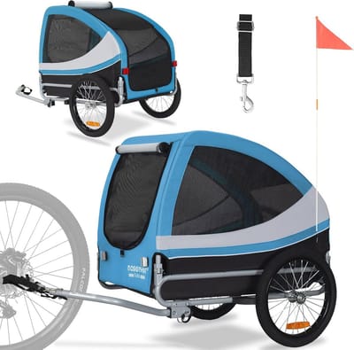 Tiggo DOGGYHUT® TOBI LARGE hondenfietskar tot 35 kg hondenaanhanger fietsaanhanger voor honden, middelgrote en grote honden 80502 (BLAUW)