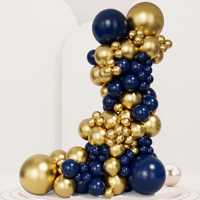 101 stuks Chic Marineblauw Goud Ballonnenkit Eenvoudige Opzet Voor Bruiloften Babyshowers Feesten Geen Elektriciteit Perfecte Decoratie Foto Achtergrond Other blue