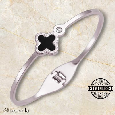 Leerella Schitterende van Bangel Damesarmbanden in Zilverkleur Klavermodel - Perfect Cadeau voor Moederdag, Verjaardag of Valentijnsdag!