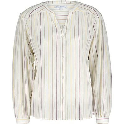 Red Button Blouse SRB4243 Lurex stripe - Ecru