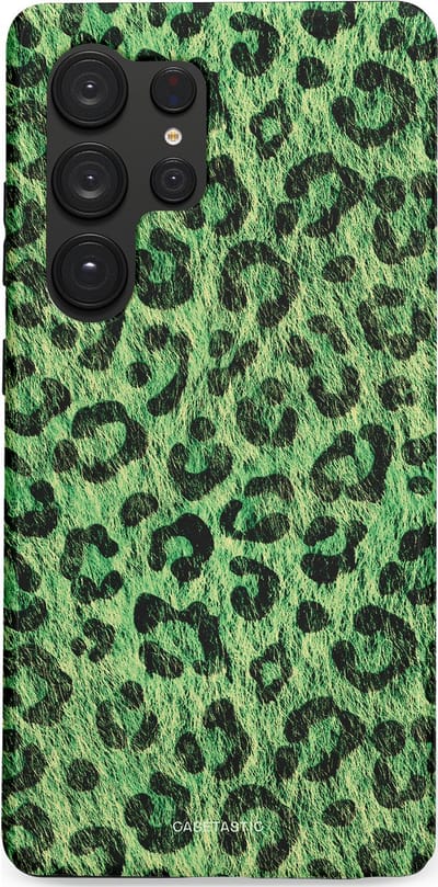 Casetastic hoesje geschikt voor Samsung Galaxy S25 Ultra - Dubbellaagse bescherming - Groene Panterprint - Fashion Case - Donkergroen Zwart