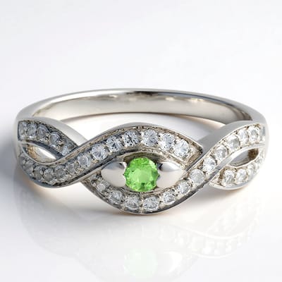 Cavill - Zilveren Ring - 925 Sterling Zilver - Merelani Mintgroene Granaat 0,09 ct - Witte Topaas 0,37 ct - Elegante Damesring Modern Design Cadeau