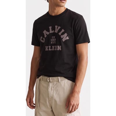 Calvin Klein Short Sleeve 20s Long Sleeve Calvin Collar Black Taglia: S | T-shirt stampate Outlet | Uomo | Nero
