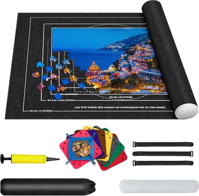 Puzzelmat Opbergset - Puzzelroller - Puzzels Maken - Met 8 sorteerbakjes - Voor 3000 stukjes - Grijs