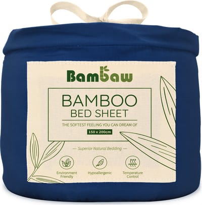 Bambaw Luxe Bamboe 2-Persoons Hoeslaken 150x200cm – Ultra ademende stof – Hypoallergeen – Beddengoed - Blauw Marine