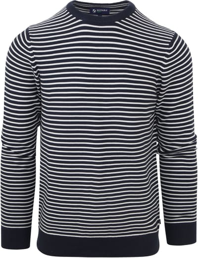 Suitable Respect Trui Otto Blauw Streep - Maat XXL - Heren - Sweater