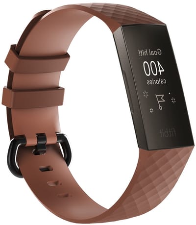 By Qubix - Compatible Fitbit bandje - geschikt voor Fitbit Charge 3 - Fitbit Charge 4 siliconen diamant pattern bandje - Maat: Large - Coffee - Horlogeband - smartwatchbandje