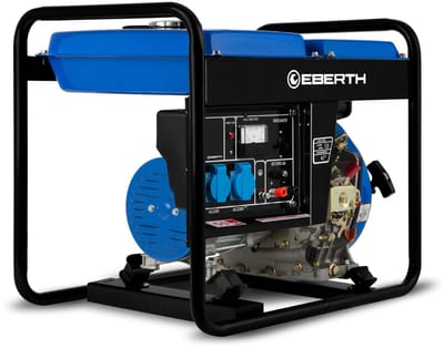 EBERTH 2000 Watt dieselnoodstroomaggregaat, stroomgenerator met 3,8 PS dieselmotor, 4-takt, 2x 230 V, 1x 12 V, automatische spanningsregelaar (AVR), oliepeilbeveiliging, trekstart