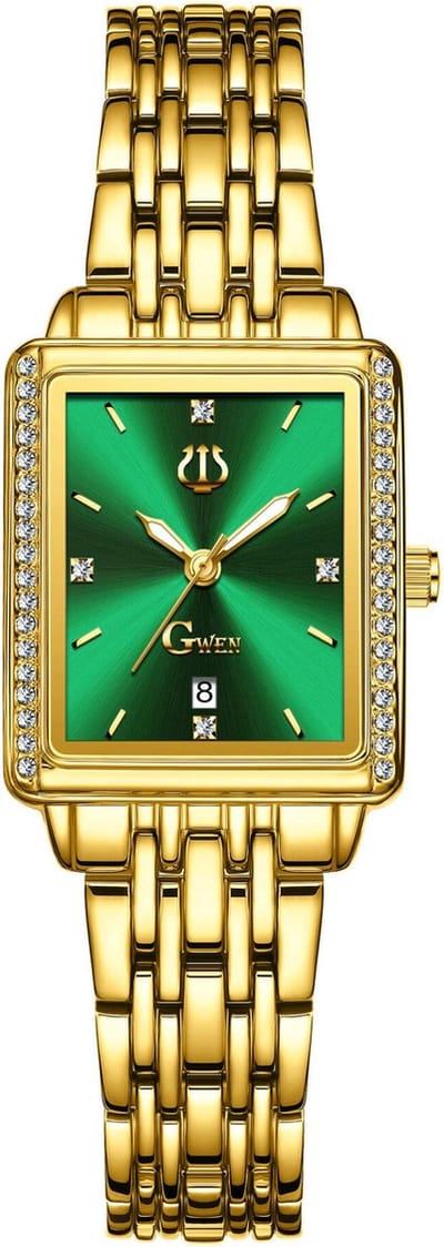 Elegant Gwen horloge met Smaragdgroene achtergrond